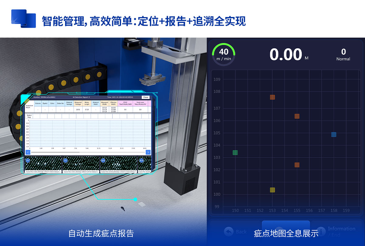 视觉检测验布机的疵点报告